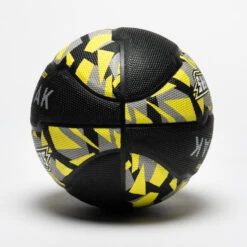 Ballon De Basketball Taille 5 - R500 Noir Gris Jaune -Sports De Balle ballon de basketball taille 5 r500 noir gris jaune 3