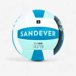 Ballon De Beach Volley 100 Classic Cousu Taille 5 Bleu Palmier