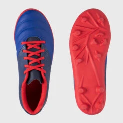 Chaussures De Rugby Moulées Terrain Sec Enfant - SKILL 100 FG Bleu Rouge -Sports De Balle chaussures de rugby moulees terrain sec enfant skill 100 fg bleu rouge 3