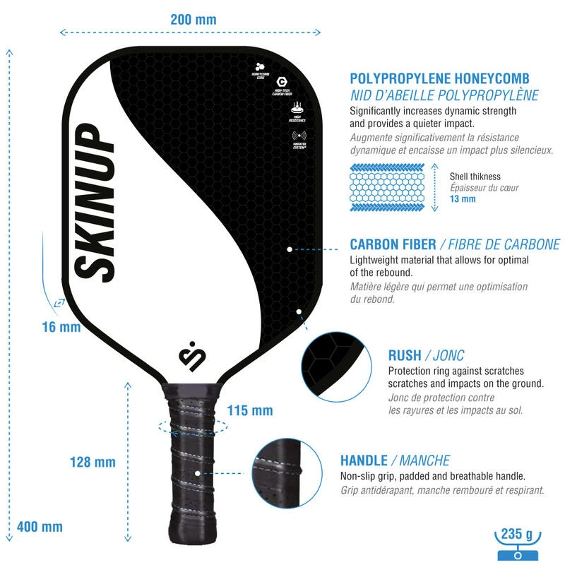 Lot 2 Raquettes Pickleball Yin Yang Bleu/blanc, 2 Balles Et Une Housse 7 Lot 2 Raquettes Pickleball Yin Yang Bleu/blanc, 2 Balles Et Une Housse – Image 5