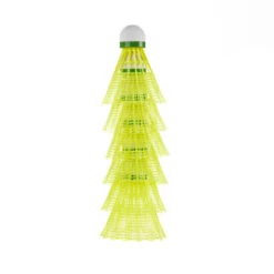 Lot De 6 Volants De Badminton En Plastique PSC 100 Medium - Jaune -Sports De Balle lot de 6 volants de badminton en plastique psc 100 medium jaune 6