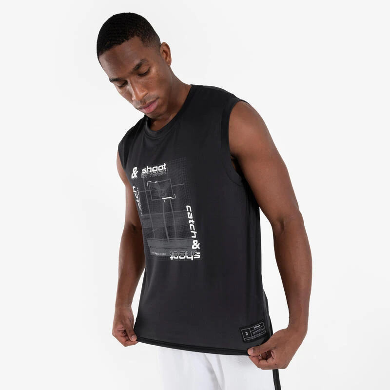 Maillot De Basketball Sans Manche Adulte - TS500 FAST Noir 4 Maillot De Basketball Sans Manche Adulte - TS500 FAST Noir – Image 2