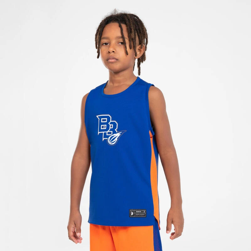MAILLOT DE BASKETBALL SANS MANCHE ENFANT - T500 BLEU 4 MAILLOT DE BASKETBALL SANS MANCHE ENFANT - T500 BLEU – Image 2