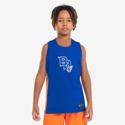 MAILLOT DE BASKETBALL SANS MANCHE ENFANT - T500 BLEU