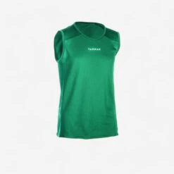 MAILLOT SANS MANCHE DE BASKETBALL POUR GARCON/FILLE DEBUTANT(E) VERT T100