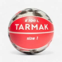 Mini Ballon De Basketball En Mousse Taille 1 Enfant - K100 Rouge Gris