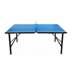 Mini Table De Ping Pong Pliable 150x75cm INDOOR Bleue, Avec 2 Raquettes Et 3 -Sports De Balle mini table de ping pong pliable 150x75cm indoor bleue avec 2 raquettes et 3 2