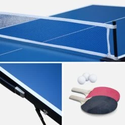 Mini Table De Ping Pong Pliable 150x75cm INDOOR Bleue, Avec 2 Raquettes Et 3 -Sports De Balle mini table de ping pong pliable 150x75cm indoor bleue avec 2 raquettes et 3 4