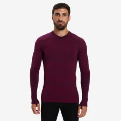 Kipsta SOUS-VETEMENT THERMIQUE HAUT MANCHES LONGUES ADULTE BORDEAUX KEEPDRY 500