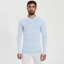 Kipsta SOUS-VETEMENT THERMIQUE HAUT MANCHES LONGUES ADULTE GRIS BLEUTE KEEPDRY 500 -Sports De Balle sous vetement thermique haut manches longues adulte gris bleute keepdry 500 3