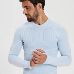 Kipsta SOUS-VETEMENT THERMIQUE HAUT MANCHES LONGUES ADULTE GRIS BLEUTE KEEPDRY 500 -Sports De Balle sous vetement thermique haut manches longues adulte gris bleute keepdry 500 4