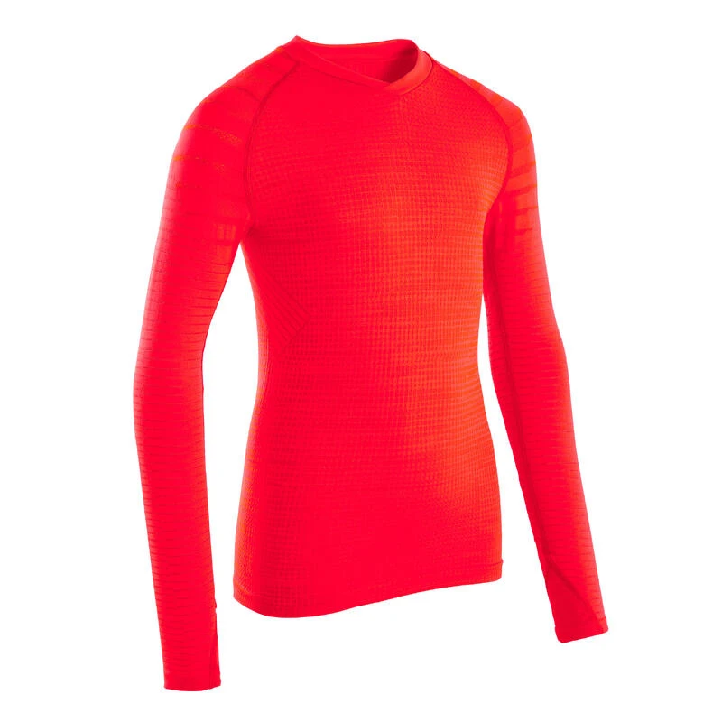 Kipsta SOUS-VETEMENT THERMIQUE HAUT MANCHES LONGUES ENFANT ORANGE KEEPDRY 500 4 Kipsta SOUS-VETEMENT THERMIQUE HAUT MANCHES LONGUES ENFANT ORANGE KEEPDRY 500 – Image 2