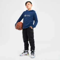 SWEAT DE BASKETBALL A CAPUCHE ENFANT - H100 MARINE -Sports De Balle sweat de basketball a capuche enfant h100 marine 5